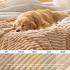 Bedsure ComfyFleece™ Waterproof Blanket for Bed, Twin（60″x80″） Cream | Soft Plush Couch Bed Cover Corduroy Fleece for Furniture Protector, Cozy Calming Reversible Dog Blankets for Large Dogs Pet(Sandy Beige)
