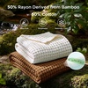Bedsure Cooling Cotton Waffle Full Size Blanket – Lightweight Breathable Blanket of Rayon Derived from Bamboo for Hot Sleepers, Luxury Throws for Bed, Couch and Sofa, Ivory, 80×90 Inches(Burnt Orange)