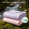 Bedsure Cooling Cotton Waffle Full Size Blanket – Lightweight Breathable Blanket of Rayon Derived from Bamboo for Hot Sleepers, Luxury Throws for Bed, Couch and Sofa, Ivory, 80×90 Inches(Light Purple)