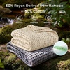 Bedsure Cooling Cotton Waffle Full Size Blanket – Lightweight Breathable Blanket of Rayon Derived from Bamboo for Hot Sleepers, Luxury Throws for Bed, Couch and Sofa, Ivory, 80×90 Inches(01 – Natural)
