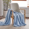 Bedsure Cooling Cotton Waffle Full Size Blanket – Lightweight Breathable Blanket of Rayon Derived from Bamboo for Hot Sleepers, Luxury Throws for Bed, Couch and Sofa, Ivory, 80×90 Inches(Sky Blue)