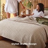 Bedsure Cooling Cotton Waffle Full Size Blanket – Lightweight Breathable Blanket of Rayon Derived from Bamboo for Hot Sleepers, Luxury Throws for Bed, Couch and Sofa, Ivory, 80×90 Inches(Khaki)