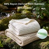 Bedsure Cooling Cotton Waffle Full Size Blanket – Lightweight Breathable Blanket of Rayon Derived from Bamboo for Hot Sleepers, Luxury Throws for Bed, Couch and Sofa, Ivory, 80×90 Inches(Khaki)