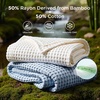 Bedsure Cooling Cotton Waffle Full Size Blanket – Lightweight Breathable Blanket of Rayon Derived from Bamboo for Hot Sleepers, Luxury Throws for Bed, Couch and Sofa, Ivory, 80×90 Inches(Sky Blue)