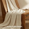 Bedsure Cooling Cotton Waffle Full Size Blanket – Lightweight Breathable Blanket of Rayon Derived from Bamboo for Hot Sleepers, Luxury Throws for Bed, Couch and Sofa, Ivory, 80×90 Inches(01 – Natural)