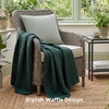 Bedsure Cooling Cotton Waffle Full Size Blanket – Lightweight Breathable Blanket of Rayon Derived from Bamboo for Hot Sleepers, Luxury Throws for Bed, Couch and Sofa, Ivory, 80×90 Inches(Dark Green)