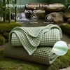 Bedsure Cooling Cotton Waffle Full Size Blanket – Lightweight Breathable Blanket of Rayon Derived from Bamboo for Hot Sleepers, Luxury Throws for Bed, Couch and Sofa, Ivory, 80×90 Inches(Sage Green)