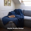 Bedsure Cooling Cotton Waffle Full Size Blanket – Lightweight Breathable Blanket of Rayon Derived from Bamboo for Hot Sleepers, Luxury Throws for Bed, Couch and Sofa, Ivory, 80×90 Inches(Navy)