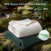 Bedsure Cooling Cotton Waffle Full Size Blanket – Lightweight Breathable Blanket of Rayon Derived from Bamboo for Hot Sleepers, Luxury Throws for Bed, Couch and Sofa, Ivory, 80×90 Inches(Dark Green)