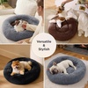 Bedsure Donut Cat Bed Washable Round Anti-Anxiety Kitten & Puppy Bed | 20x20In,Cat beds for Indoor Cats, Calming Pet Bed, Soft Fluffy Plush Comfy Cuddler, Anti Slip Bottom, Basic Version, Brown