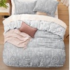 Bedsure Duvet Cover King Size – Reversible Navy Blue King Duvet Cover Set with Zipper Closure, 3 Pieces Floral Patterned Bedding Set with 8 Corner Ties and 2 Pillow Shams(22 – Grey (No Comforter))