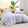 Bedsure Duvet Cover King Size – Reversible Navy Blue King Duvet Cover Set with Zipper Closure, 3 Pieces Floral Patterned Bedding Set with 8 Corner Ties and 2 Pillow Shams(07 – Purple Checkered (No Comforter))