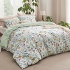 Bedsure Duvet Cover King Size – Reversible Navy Blue King Duvet Cover Set with Zipper Closure, 3 Pieces Floral Patterned Bedding Set with 8 Corner Ties and 2 Pillow Shams(15 – Green Floral (No Comforter))