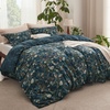 Bedsure Duvet Cover King Size – Reversible Navy Blue King Duvet Cover Set with Zipper Closure, 3 Pieces Floral Patterned Bedding Set with 8 Corner Ties and 2 Pillow Shams(16 – Navy Blue Floral (No Comforter))