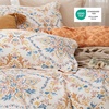 Bedsure Duvet Cover King Size – Reversible Navy Blue King Duvet Cover Set with Zipper Closure, 3 Pieces Floral Patterned Bedding Set with 8 Corner Ties and 2 Pillow Shams(13 – Apricot Buff (No Comforter))