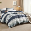 Bedsure Duvet Cover King Size – Reversible Navy Blue King Duvet Cover Set with Zipper Closure, 3 Pieces Floral Patterned Bedding Set with 8 Corner Ties and 2 Pillow Shams(09 – Blue (No Comforter))
