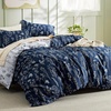 Bedsure Duvet Cover King Size – Reversible Navy Blue King Duvet Cover Set with Zipper Closure, 3 Pieces Floral Patterned Bedding Set with 8 Corner Ties and 2 Pillow Shams(02 – Nave Blue (No Comforter))