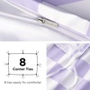 Bedsure Duvet Cover King Size – Reversible Navy Blue King Duvet Cover Set with Zipper Closure, 3 Pieces Floral Patterned Bedding Set with 8 Corner Ties and 2 Pillow Shams(07 – Purple Checkered (No Comforter))