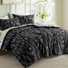Bedsure Duvet Cover King Size – Reversible Navy Blue King Duvet Cover Set with Zipper Closure, 3 Pieces Floral Patterned Bedding Set with 8 Corner Ties and 2 Pillow Shams(23 – Black (No Comforter))
