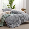 Bedsure Duvet Cover King Size – Reversible Navy Blue King Duvet Cover Set with Zipper Closure, 3 Pieces Floral Patterned Bedding Set with 8 Corner Ties and 2 Pillow Shams(11 – Grey/Ivory (No Comforter))