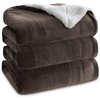Bedsure GentleSoft Sherpa Fleece Throw Blanket for Couch, Non-Heated, Thick & Warm Cozy Comfort Blanket for Winter Fall, Soft Fuzzy Plush Throw Gifts for Women and Men, Grey, 50×60 Inches(05 – Brown)