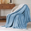 Bedsure GentleSoft Sherpa Fleece Throw Blanket for Couch, Non-Heated, Thick & Warm Cozy Comfort Blanket for Winter Fall, Soft Fuzzy Plush Throw Gifts for Women and Men, Grey, 50×60 Inches(03 – Washed Blue)