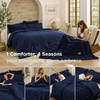 Bedsure Gentlesoft™ 2-in-1 Queen Comforter Set and Detachable Fluffy Blanket, Beige Bedding Set for All Season Use, Detachable Design for Space Saving (Includes 2 Pillow Shams, 2 Pillowcases)(05 – Navy Blue)