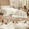 Bedsure Gentlesoft™ 2-in-1 Queen Comforter Set and Detachable Fluffy Blanket, Beige Bedding Set for All Season Use, Detachable Design for Space Saving (Includes 2 Pillow Shams, 2 Pillowcases)(02 – Cream White)
