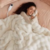 Bedsure Heated Blanket Electric Throw – Thick Striped Fast Heating Electric Blanket with Preheat Function, 6 Heat & 6 Timer (Up to 10H), 8H Auto Off, ETL Certified, Gifts for Women (50″x60″, White)(12 – Coconut White)