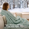 Bedsure Heated Blanket Electric Throw – Thick Striped Fast Heating Electric Blanket with Preheat Function, 6 Heat & 6 Timer (Up to 10H), 8H Auto Off, ETL Certified, Gifts for Women (50″x60″, White)(04 – Emerald Green)