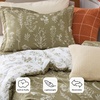 Bedsure Light Grey Queen Comforter Set – Reversible Floral Bed Set, Soft Summer Lightweight Bedding for Bedroom, 1 Soft Botanical Flowers Comforter and 2 Pillow Shams(02 – Olive Green)