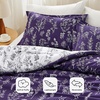 Bedsure Light Grey Queen Comforter Set – Reversible Floral Bed Set, Soft Summer Lightweight Bedding for Bedroom, 1 Soft Botanical Flowers Comforter and 2 Pillow Shams(16 – Dark Purple)