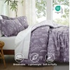 Bedsure Light Grey Queen Comforter Set – Reversible Floral Bed Set, Soft Summer Lightweight Bedding for Bedroom, 1 Soft Botanical Flowers Comforter and 2 Pillow Shams(15 – Grayish Purple)