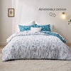 Bedsure Light Grey Queen Comforter Set – Reversible Floral Bed Set, Soft Summer Lightweight Bedding for Bedroom, 1 Soft Botanical Flowers Comforter and 2 Pillow Shams(12 – Teal Blue)