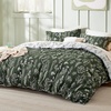 Bedsure Light Grey Queen Comforter Set – Reversible Floral Bed Set, Soft Summer Lightweight Bedding for Bedroom, 1 Soft Botanical Flowers Comforter and 2 Pillow Shams(25 – Dark Olive Green)