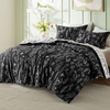 Bedsure Light Grey Queen Comforter Set – Reversible Floral Bed Set, Soft Summer Lightweight Bedding for Bedroom, 1 Soft Botanical Flowers Comforter and 2 Pillow Shams(22 – Black)