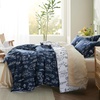 Bedsure Light Grey Queen Comforter Set – Reversible Floral Bed Set, Soft Summer Lightweight Bedding for Bedroom, 1 Soft Botanical Flowers Comforter and 2 Pillow Shams(14 – Navy)
