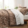 Bedsure Light Grey Queen Comforter Set – Reversible Floral Bed Set, Soft Summer Lightweight Bedding for Bedroom, 1 Soft Botanical Flowers Comforter and 2 Pillow Shams(27 – Dark Brown)