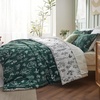 Bedsure Light Grey Queen Comforter Set – Reversible Floral Bed Set, Soft Summer Lightweight Bedding for Bedroom, 1 Soft Botanical Flowers Comforter and 2 Pillow Shams(03 – Dark Green)