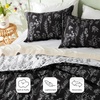 Bedsure Light Grey Queen Comforter Set – Reversible Floral Bed Set, Soft Summer Lightweight Bedding for Bedroom, 1 Soft Botanical Flowers Comforter and 2 Pillow Shams(22 – Black)