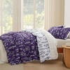 Bedsure Light Grey Queen Comforter Set – Reversible Floral Bed Set, Soft Summer Lightweight Bedding for Bedroom, 1 Soft Botanical Flowers Comforter and 2 Pillow Shams(16 – Dark Purple)