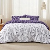 Bedsure Light Grey Queen Comforter Set – Reversible Floral Bed Set, Soft Summer Lightweight Bedding for Bedroom, 1 Soft Botanical Flowers Comforter and 2 Pillow Shams(16 – Dark Purple)