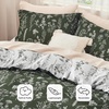 Bedsure Light Grey Queen Comforter Set – Reversible Floral Bed Set, Soft Summer Lightweight Bedding for Bedroom, 1 Soft Botanical Flowers Comforter and 2 Pillow Shams(25 – Dark Olive Green)