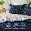 Bedsure Light Grey Queen Comforter Set – Reversible Floral Bed Set, Soft Summer Lightweight Bedding for Bedroom, 1 Soft Botanical Flowers Comforter and 2 Pillow Shams(14 – Navy)