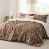 Bedsure Light Grey Queen Comforter Set – Reversible Floral Bed Set, Soft Summer Lightweight Bedding for Bedroom, 1 Soft Botanical Flowers Comforter and 2 Pillow Shams(27 – Dark Brown)