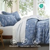 Bedsure Light Grey Queen Comforter Set – Reversible Floral Bed Set, Soft Summer Lightweight Bedding for Bedroom, 1 Soft Botanical Flowers Comforter and 2 Pillow Shams(13 – Infinity Blue)