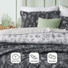 Bedsure Light Grey Queen Comforter Set – Reversible Floral Bed Set, Soft Summer Lightweight Bedding for Bedroom, 1 Soft Botanical Flowers Comforter and 2 Pillow Shams(05 – Charcoal)