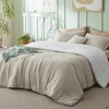Bedsure Queen Comforter Set, Dark Gray Soft Prewashed Bedding for All Seasons, 3 Pieces GentleSoft™ Bed Set, 1 Lightweight Comforter (90″x90″) and 2 Pillowcases (20″x26″)(29 – Beige/White)