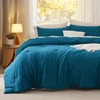 Bedsure Queen Comforter Set, Dark Gray Soft Prewashed Bedding for All Seasons, 3 Pieces GentleSoft™ Bed Set, 1 Lightweight Comforter (90″x90″) and 2 Pillowcases (20″x26″)(26 – Teal)