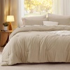 Bedsure Queen Comforter Set, Dark Gray Soft Prewashed Bedding for All Seasons, 3 Pieces GentleSoft™ Bed Set, 1 Lightweight Comforter (90″x90″) and 2 Pillowcases (20″x26″)(20 – Khaki)